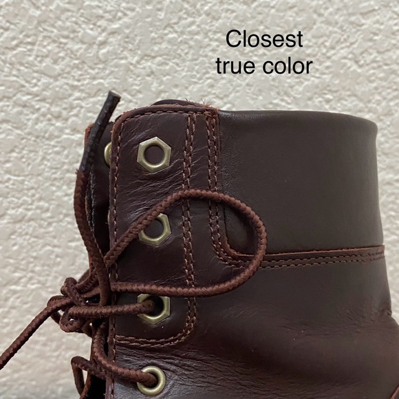 TIMBERLAND A18Z6 Glancy Burgundy Leather Lace-up Heeled Boots Size 7.5 - Picture 12 of 16